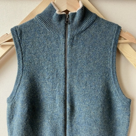 WOOLRICH Sweater Vest Wool White Sheep Green Red Full Zip Size Small - Picture 3 of 6